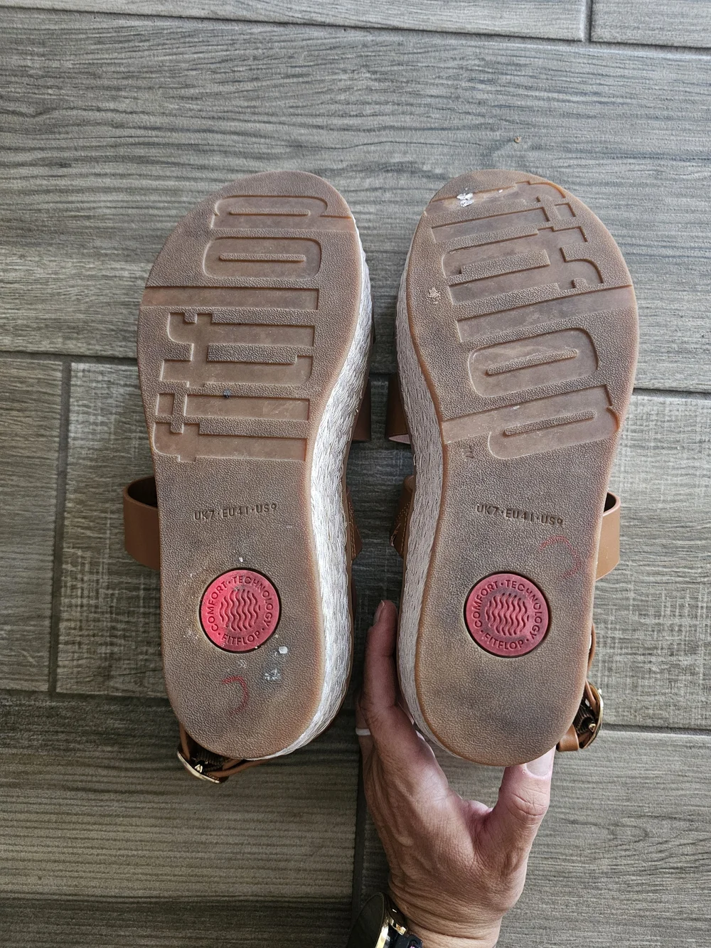 Fitflop Women’s Brown Espadrille Platform Sandals - Wide Strap Comfort